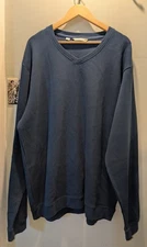 Cutter & Buck Mens Knit Sweater V Neck Stretch Pullover Blue Size XXL