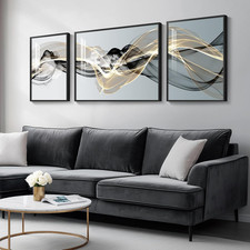 Large Framed Modern Luxury Abstract Wall Art for Living Room, 3 Piece Minimalist