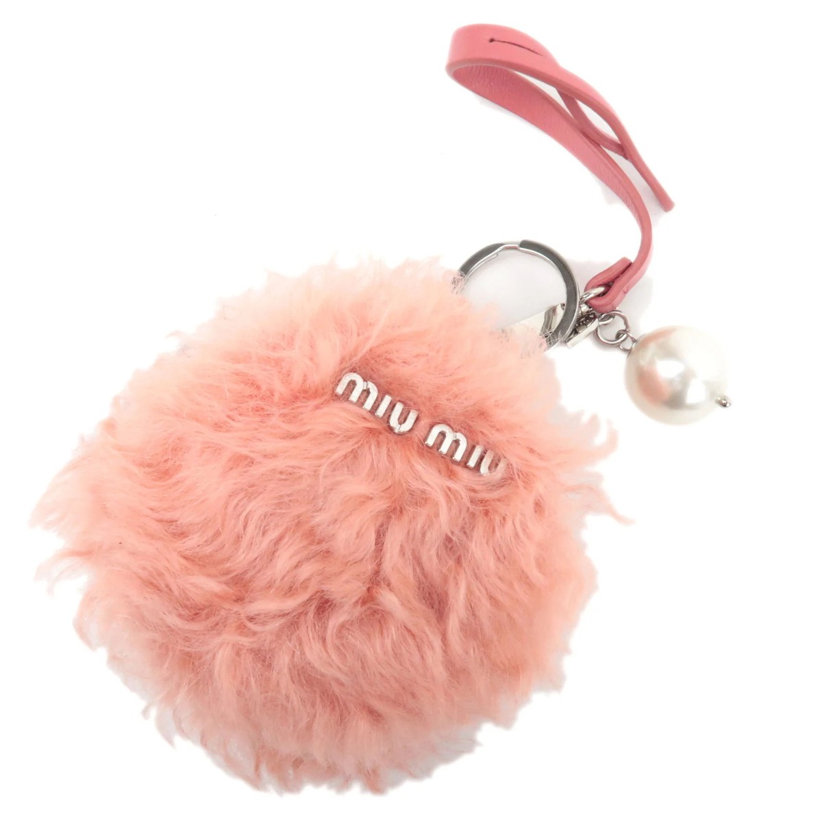 MIU MIU Fur Small Round Pouch Pink Silver HDW Authentic | eBay