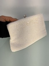 Vintage Vivant by Sarne Beaded Clutch Ivory Bow Hand Made Japan Italian Beads