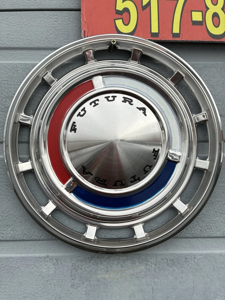 "Ford Falcon Futura 1962-63 rojo blanco azul tapacubos completamente raros juego de 13"" usado fabricante original" Foto 2 de 4