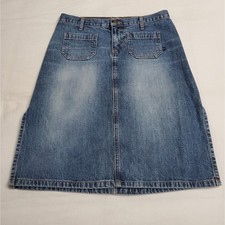 Vintage Y2K 90's Abercrombie Fitch Midi Slit Hem Denim Skirt Size 4 Retro Chic