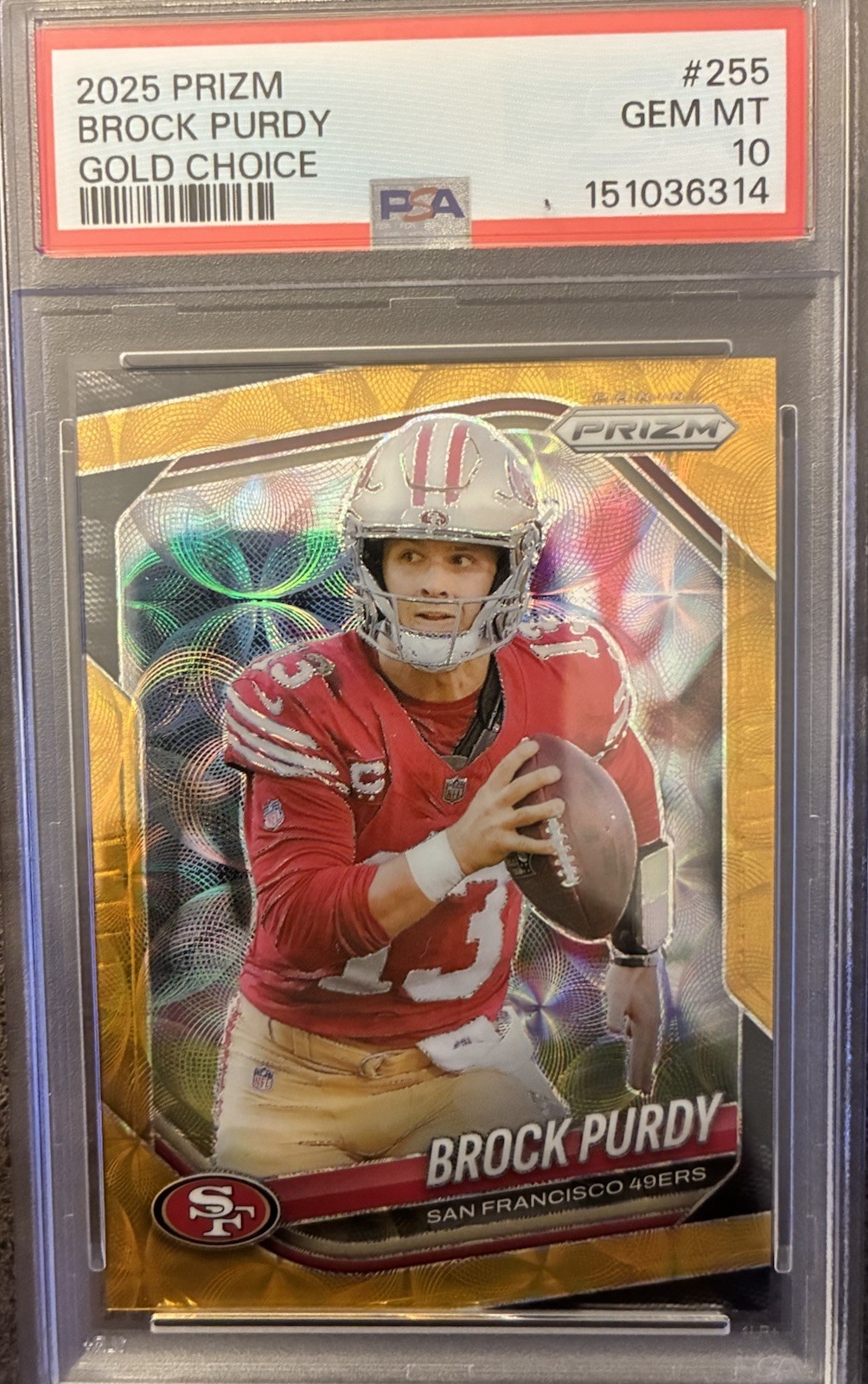2025 Panini Prizm Brock Purdy Gold /10 PSA 10 San Francisco 49ers