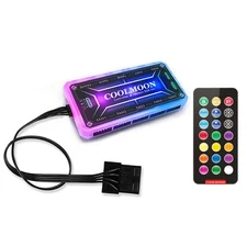 PC Cooling Fan Hub RGB Fan Controller Remote Control Computer Case Adapter