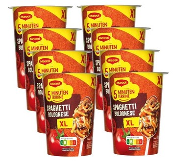 MAGGI 5 Minuten Terrine XL Spaghetti Bolognese 8er Pack - Fertiggericht, schnell