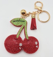 Luxury Rhinestone Cherry Keychain Bling Crystal Bag Charm Gift Box