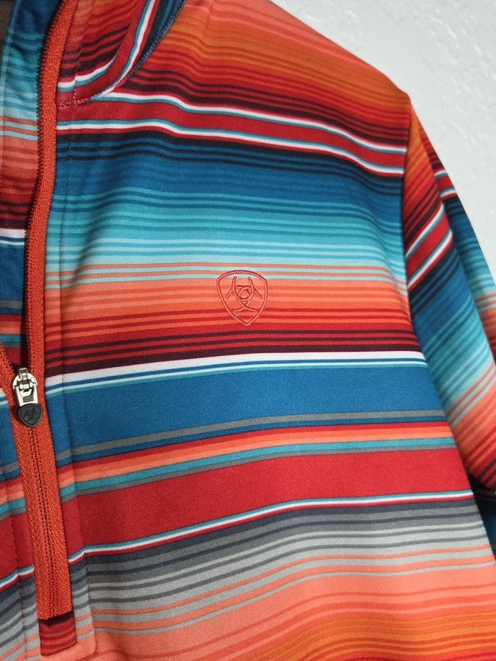 Camisa ecuestre a rayas mediana 1/4 cremallera Ariat Tek Cold Series para mujer Foto 2 de 4