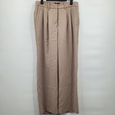 Quince Stretch Crepe Pleated Wide Leg Pants Women Size 8 NWT FLAW Morel Grey