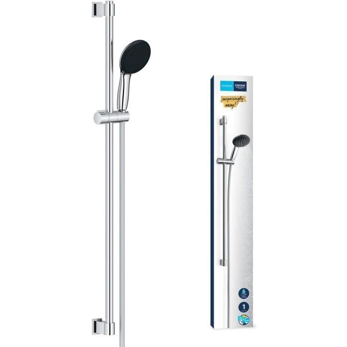 Ensemble de douche GROHE Vitalio avec barre de 90cm en acier chrome et flexible de qualite