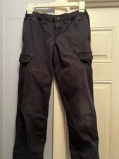 Lands' End Boy's Cargo Pants Navy 100 Cotton Elastic Waist Pockets