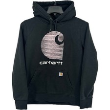 Women's Black Carhartt Rain Defender Relaxed Fit "C" Logo Graphic Hoodie Sz L