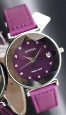 Jowissa Facet J5.319.L Damenuhr Edelstahl Saphirglas Lila Leder 36mm Quarz Datum