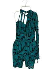 Weissman Biketard Women's Size Medium 15854 Teal Flocked Y2K Performancecore