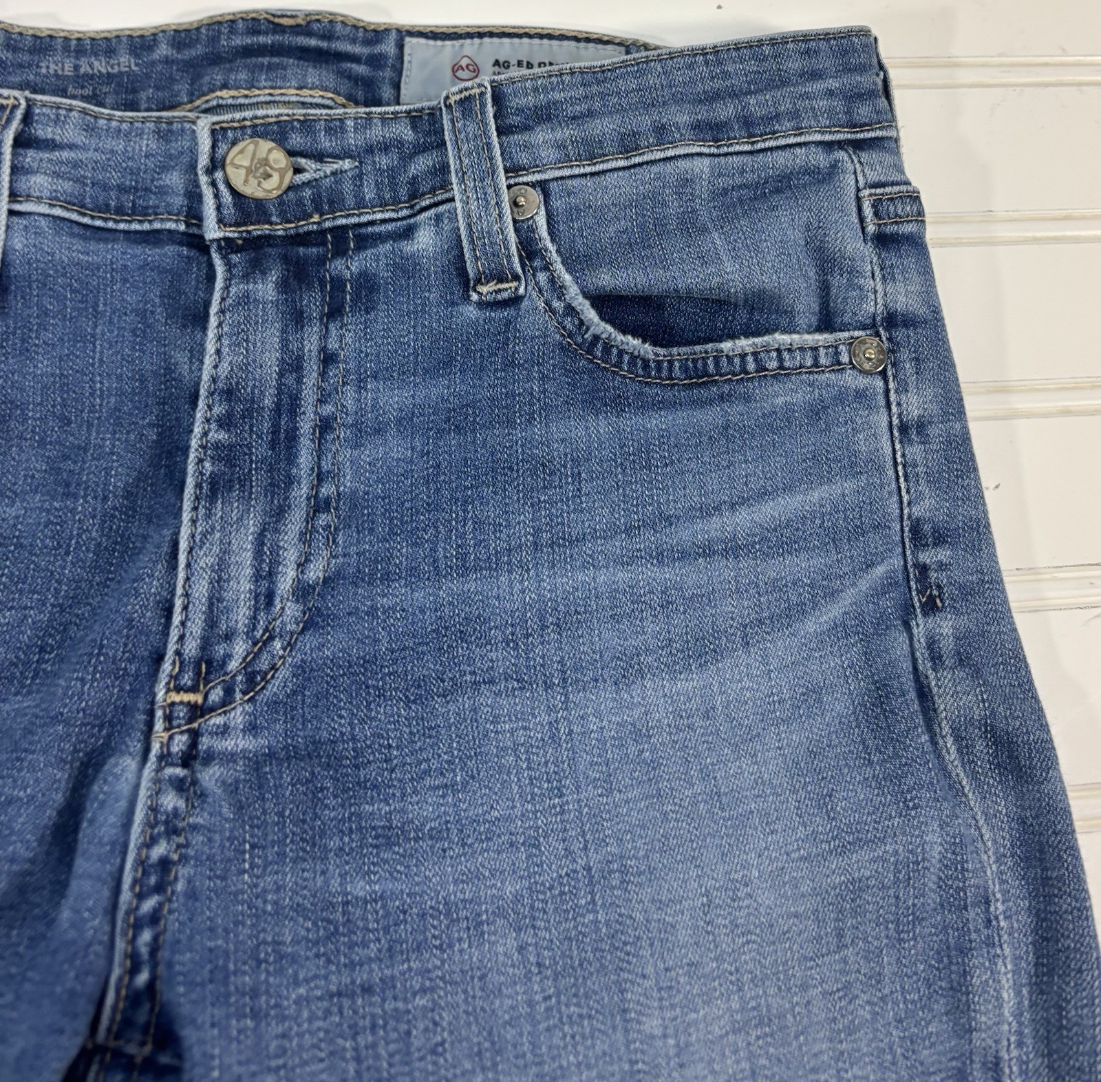 AG Adriano Goldschmied The Angel Bootcut Jeans Denim Size 27R Distressed thumbnail 12