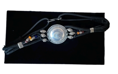 Bohemian Beaded Concho Belt Bohemian Style Faux Concho White Metal Beaded Belt, Possibly  main image 4