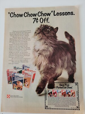 1974 Purina cat food Chow Chow dance lessons vintage ad