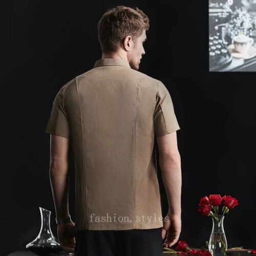 Kitchen Jacket Catering Uniform Short Sleeve Chef Clothes Restaurant Workwear - Picture 3 of 31