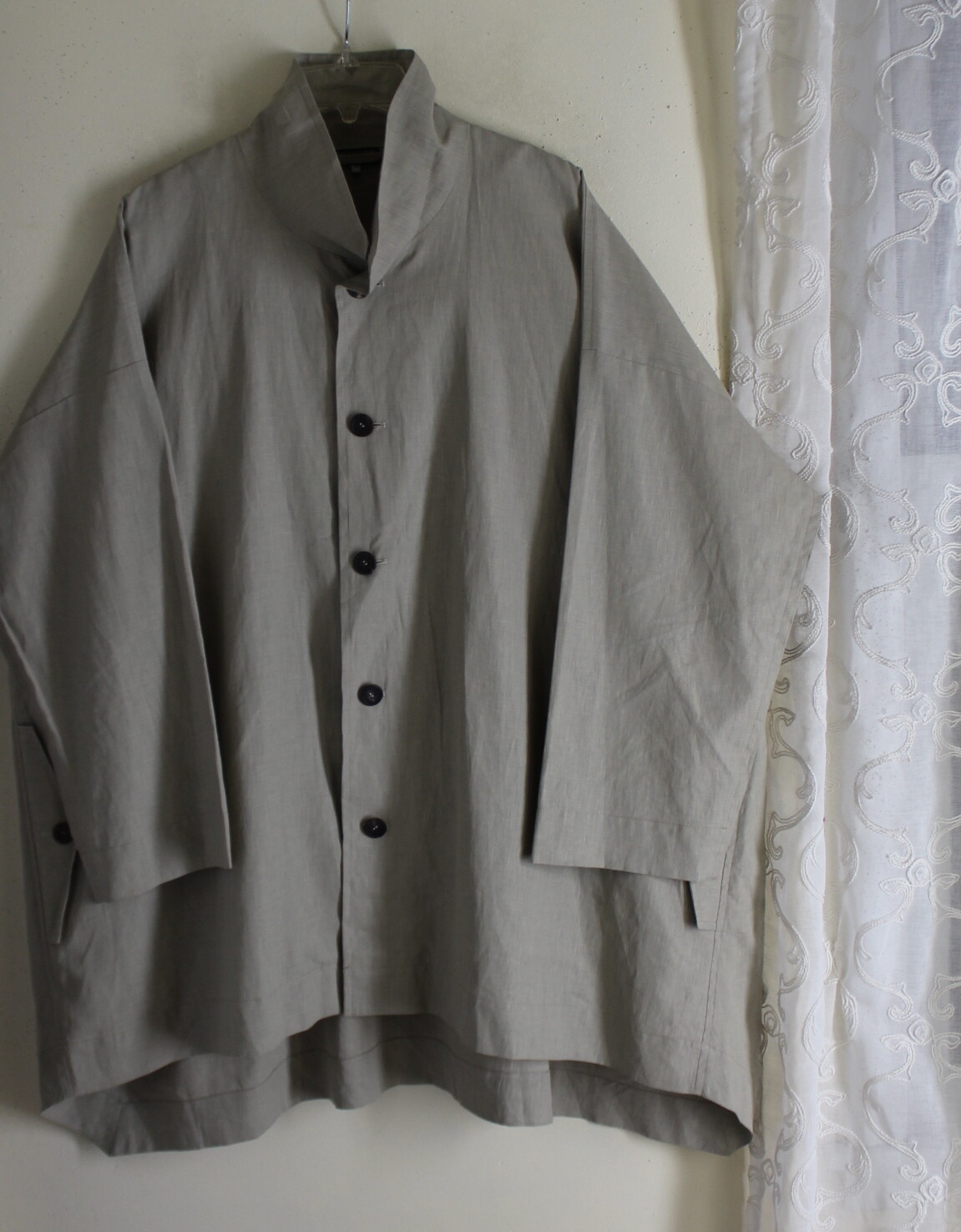 Eskandar 1 O/S NEUTRAL GREEN Art Rich Oversize Boxy Rain Coat Jacket image 5