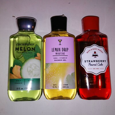 Set of 3 Bath and Body Works Shower Gel Body Wash  Cucumber Melon Lemon Drop New
