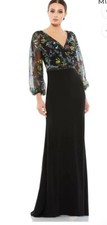 Mac Duggal Illusion Embroidered Jersey Back Gown,Sz 4,New