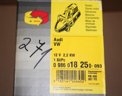 GENUINE AUDI VW VOLKSWAGEN ENGINE STARTER 12V 2,2 KW BOSCH NOS NEW OEM - Picture 13 of 13