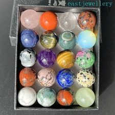 15mm+ box Natural Mixed Sphere quartz crystal ball Palm stone reiki healing 20x
