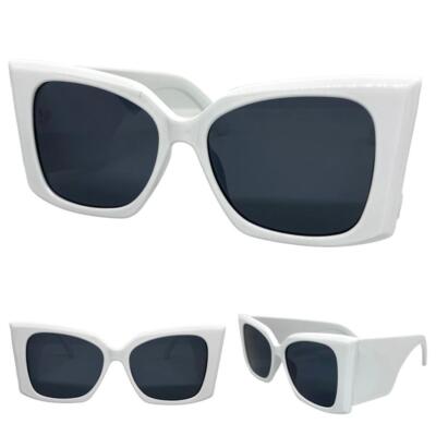 Cat-Eye Retro White Frame Black Lens Sunglasses SA106 Women main image 4