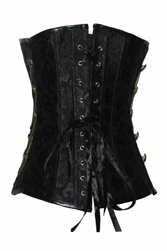 Corsage sexy Piraten Korsett schwarz Haken Kostüm Karneval Gothic Qualität Organ - Bild 2 von 4