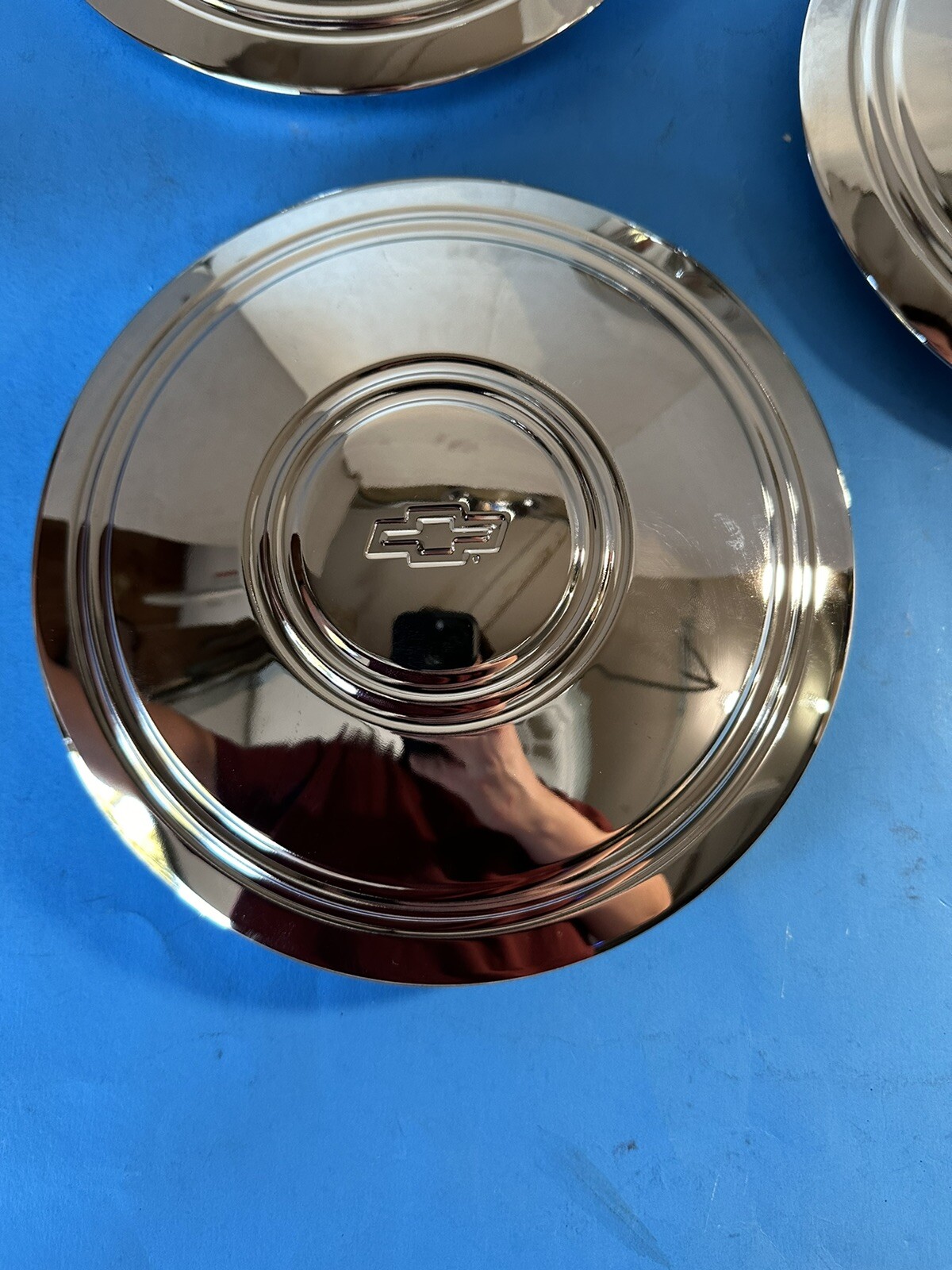 (4) CHEVY CORVETTE POLICE STEEL CENTER CAPS FOR 14",15" RALLY WHEELS 7'' OD