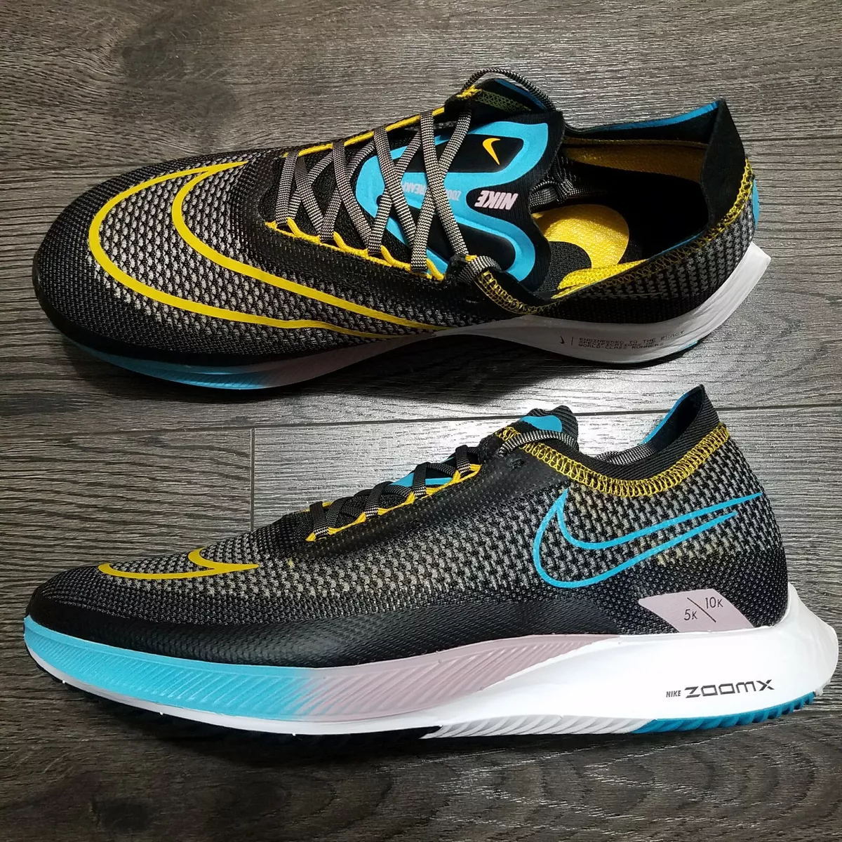 NIKE ZoomX Streakfly Running Shoes Mens 8.5 Womens 10 Black Blue Racing 5K  10K