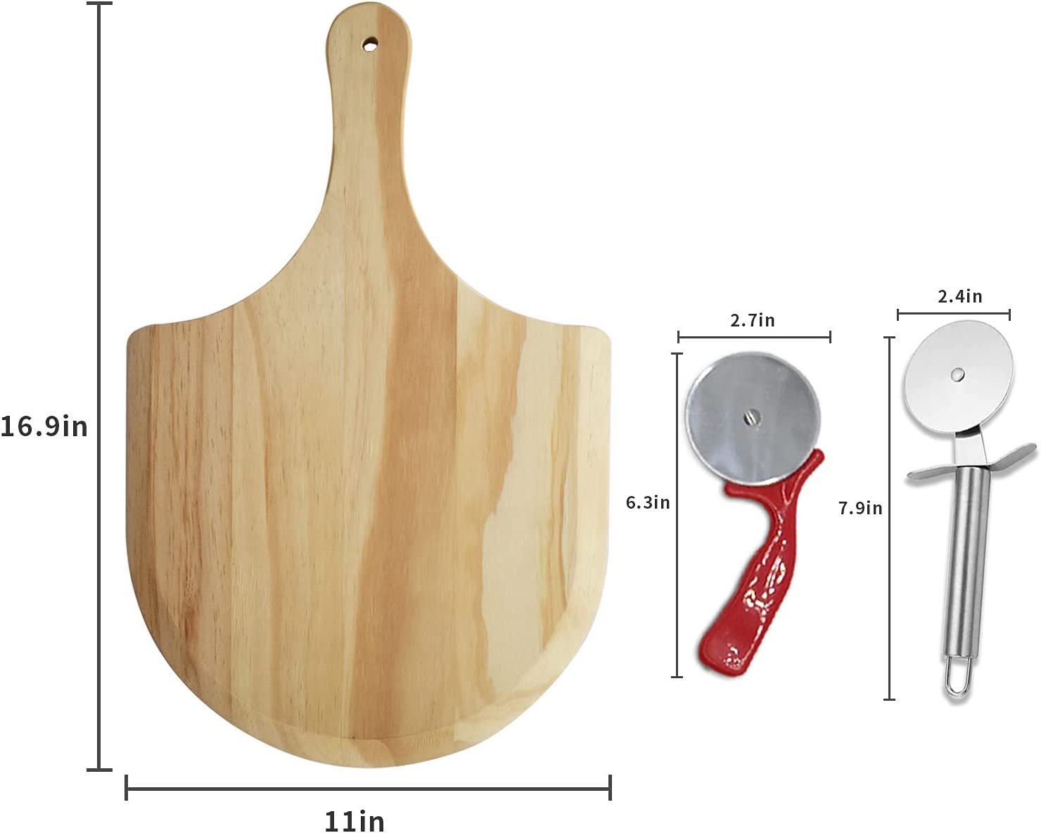 Wooden Pizza Peel Pizza Paddle Tray Cutting Board 2pizza cutter Wood