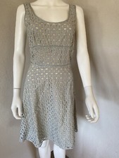 Ann Taylor LOFT Blue Overlay Cotton Eyelet Lace Fit Flare Dress size 4