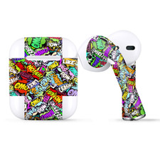 Skins Wraps compatible for Apple Airpods pow bang omg like sticker bomb