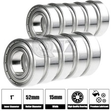 10x 6205-ZZ Ball Bearing 1 inch x 52mm x 15mm Double Shielded Seal NEW QJZ Metal