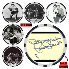 CARMEN BASILIO - BOXING HALL OF FAME - SET OF 5 POKER CHIPS - *SIGNED/AUTO*