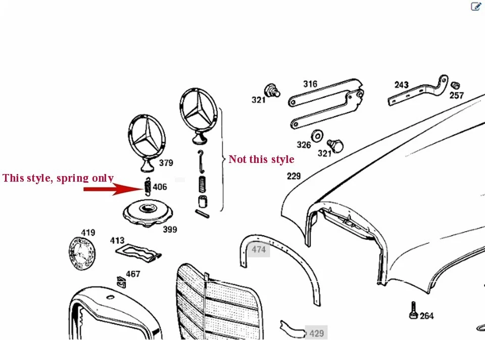 New OE Radiator Hood Grille Shell Chrome Stand Up Star Kit 1956-67 Mercedes Benz - Image 3 of 3