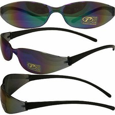 PCSUN SKINNY JOES SUNGLASSES BLACK FRAMES COLORED MIRROR LENS