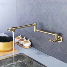 Brass Single Cold Pot Filler Tap Wall Mounted Kitchen Faucet Brushed Golden