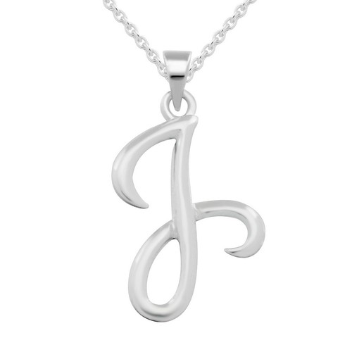 Letter J Charm Necklace 14K White Gold 