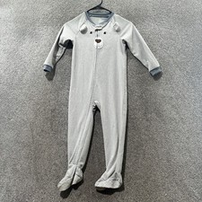 Carters One Piece Pajama Suit Boys Toddler 5T Footed Gray Bear Full Zip