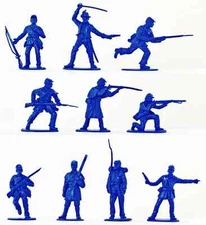 Accurate C.S.A. Infantry Set #1 in Mid Blue Color - 10 54mm soft plastic figures