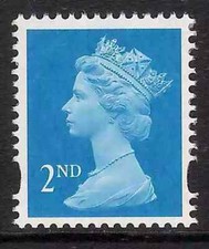 GB 1998 sg1664a 2nd Bright Blue photo. centre band perf. 14 booklet stamp MNH