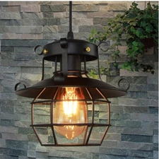 Farmhouse Ceiling Light Fixture Rustic Industrial Iron Cage Hanging Pendant Lamp