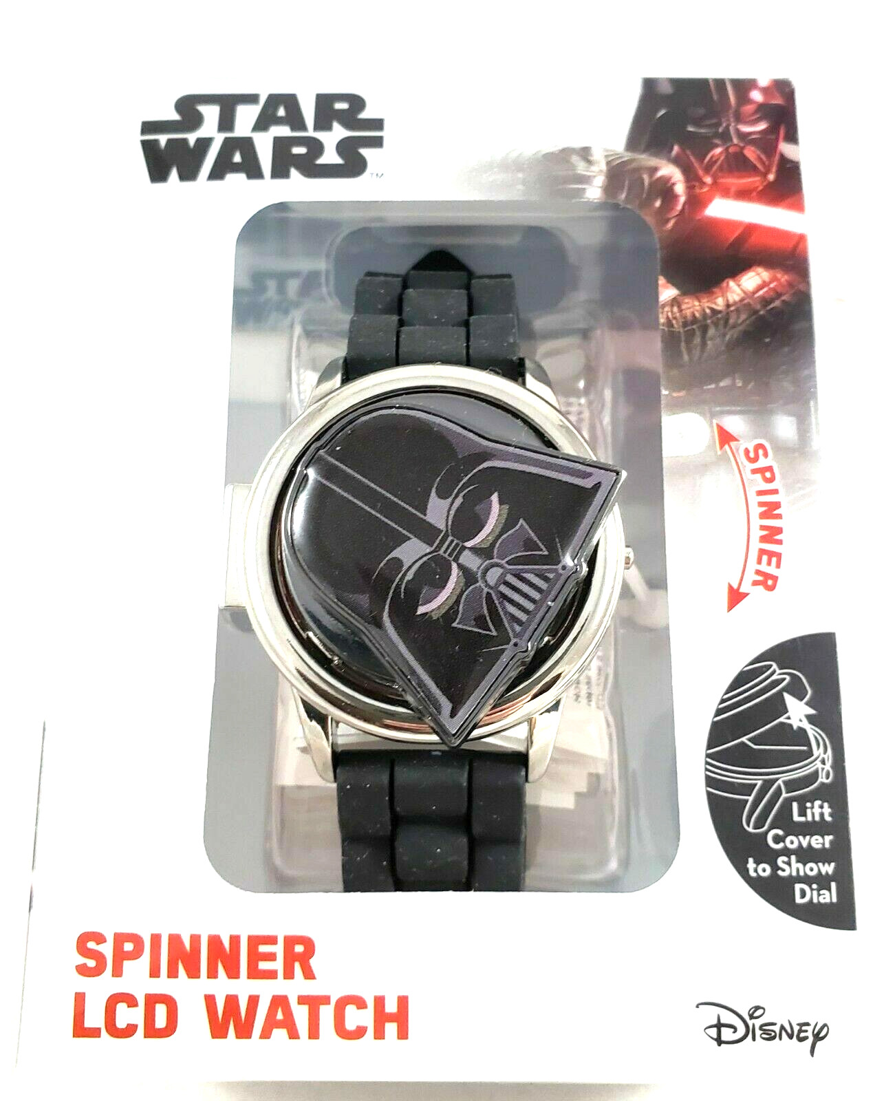 Star Wars Darth Vader Watch Spinner LCD Black Band Kids Watch New No Battery