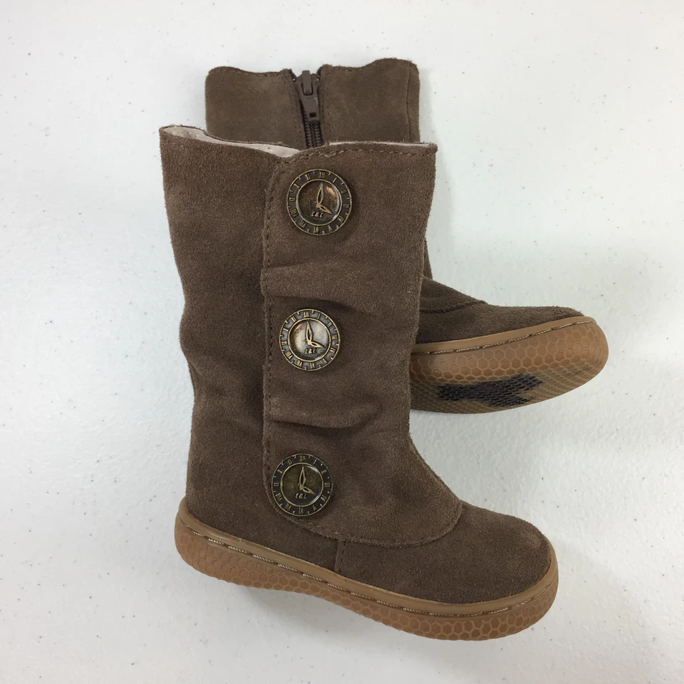 New Livie Luca girls 4 Boot Marchita Tiempo Taupe Brown Leather Ruched toddlers - Image 2 of 4