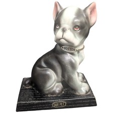 Tilso Boston Terrier Dog Our Pet Hand Painted Ceramic Figurine Glaze Japan Vtg