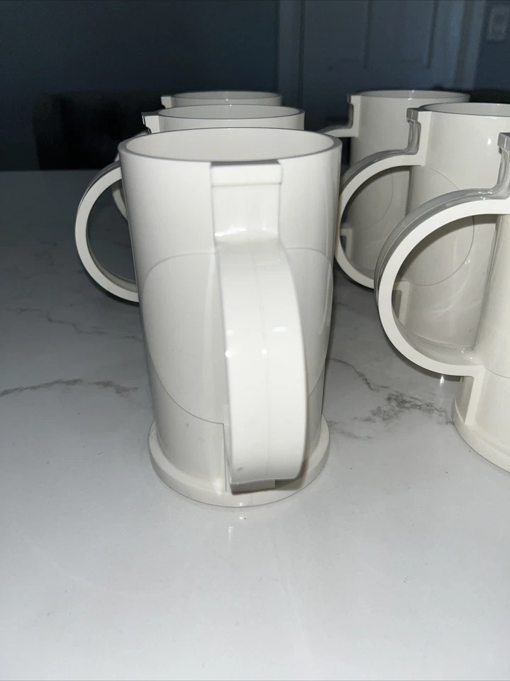 Lote de (6) tazas/tazas Dansk apilables Heller de melamina blanca vintage Foto 3 de 4