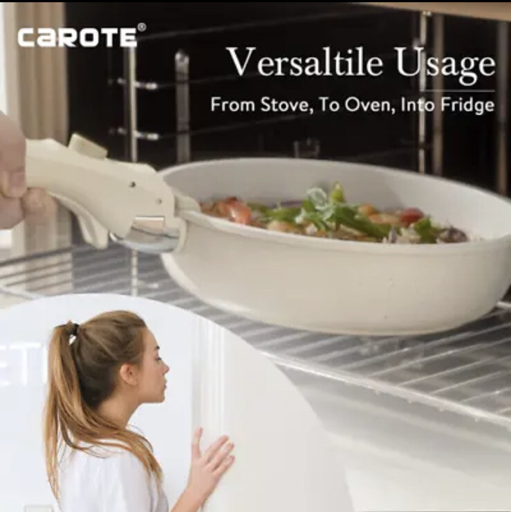 CAROTE Non Stick Pots and Pans Set Detachable Handle Induction Hob  