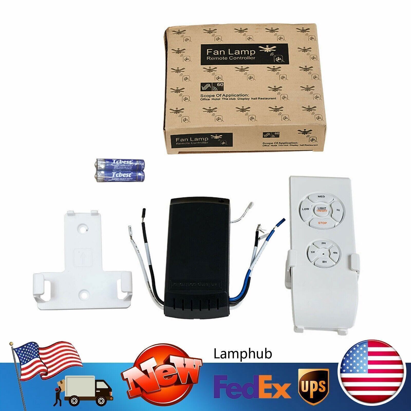 Universal Wireless Remote Control Receiver Switch for Ceiling Fan & Light with Timer