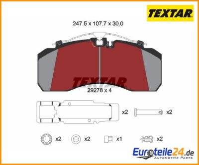 Brake pad set, disc brake Textar 2927801